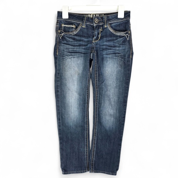 Hydraulic Denim - Hydraulic Low Rise Straight Leg Jeans Dark Wash Embroidered Pockets